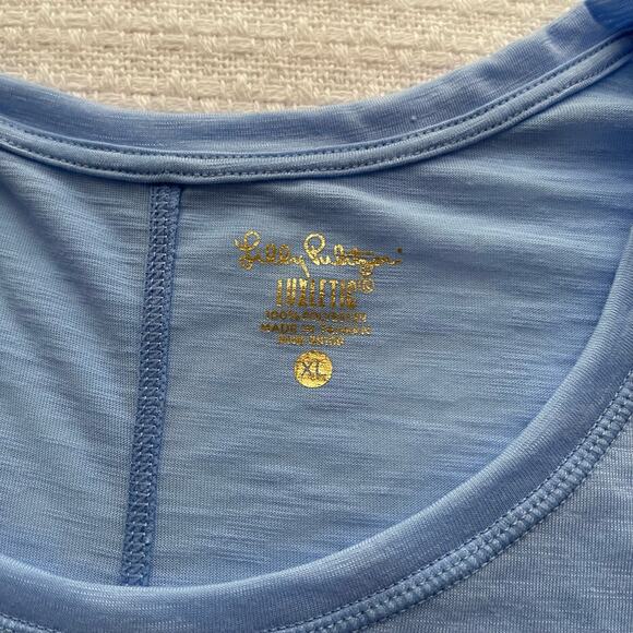 XL Lilly Pulitzer Luxletic Bryana Short-Sleeve Scoop-Neck Tee in Blue Peri - Picture 4 of 7